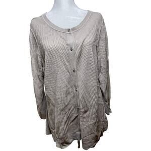 Coldwater Creek Oatmeal Longsleeve Crochet Knit Button Up Cardigan size Large
